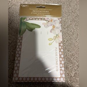 Caspari Gallery Collection Invitations 8 Cards W Envelopes winter whites